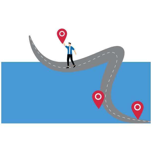 istock A businessman carries a location pin away from the guide. Illustration for making your own business path, career planning, skill development, professional way 2200114211
