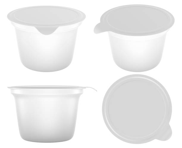 istock Blank White Packaging Container for Yogurt, Ice Cream or Dessert, template mockup. Different views and angles. 3D rendering 2200116958