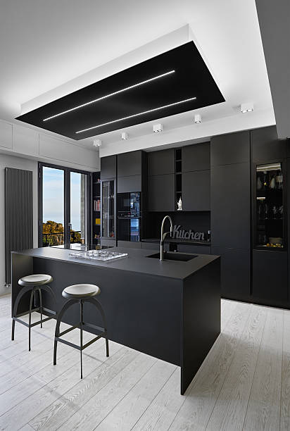 istock Interior of a modern total-black kitchen 2200119408