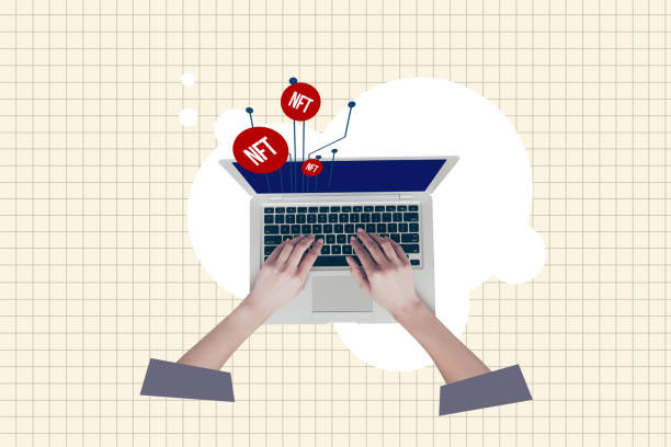 istock Composite photo collage of hands type laptop keyboard trading online work analysis cryptocurrency token isolated on painted background 2200120802