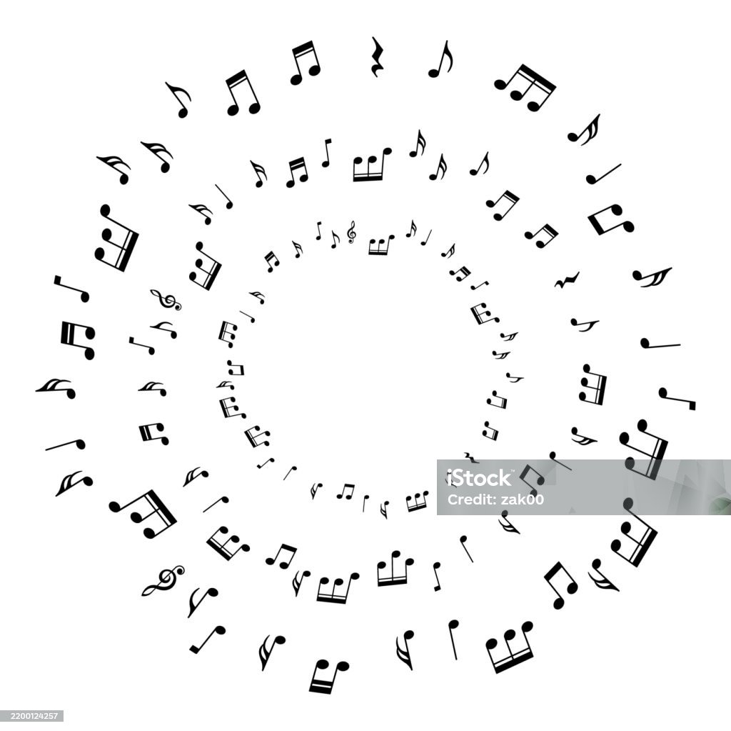 Music Notes Circular Pattern Circular Frame With Musical Notes Dynamic Music Abstract Design ...