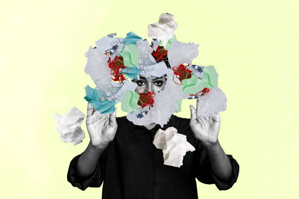 istock Composite trend artwork sketch image 3D photo collage of ecological problem trash pollution garbage cover woman head body hands stop 2200127086