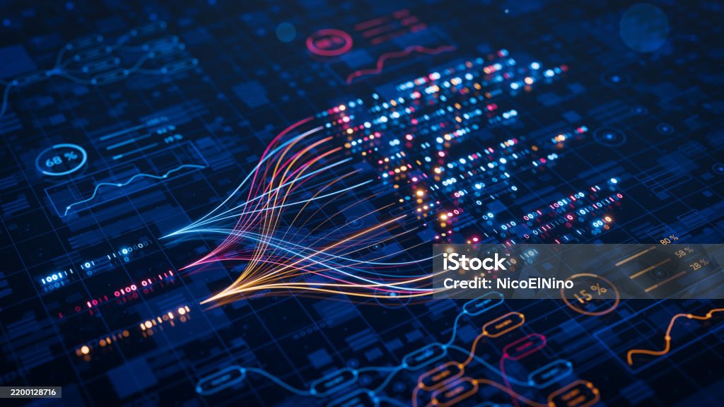 AI powers big data analysis and automation workflows, showcasing neural networks and data streams for business. Artificial intelligence, machine learning, digital transformation and tech innovation. - Royalty-free Inteligência Artificial Foto de stock AI powers big data analysis and automation workflows, showcasing neural networks and data streams for business. Artificial intelligence, machine learning, digital transformation and tech innovation. - Royalty-free Inteligência Artificial Foto de stock