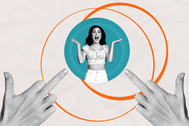 istock Trend artwork poster composite sketch image collage of young lady hand gesture middle finger fucking sign finger gesture body language 2200134512