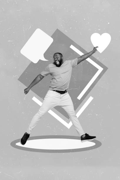 istock Collage photo of young energetic celebrating say chatterbox empty space guy dancing hold white paper like blogger isolated on blue painted background 2200137049