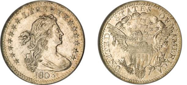 istock United States Draped Bust Half Dime Heraldic eagl Year 1803 isolated  with white background 2200140789
