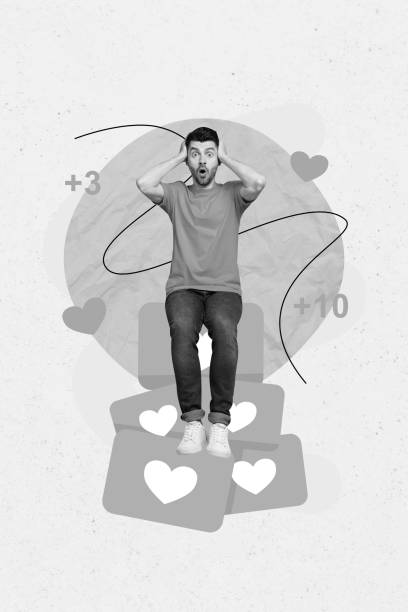 istock Vertical creative photo collage of impressed astonished funny guy standing on likes hands cover ears isolated on teal color background 2200141047