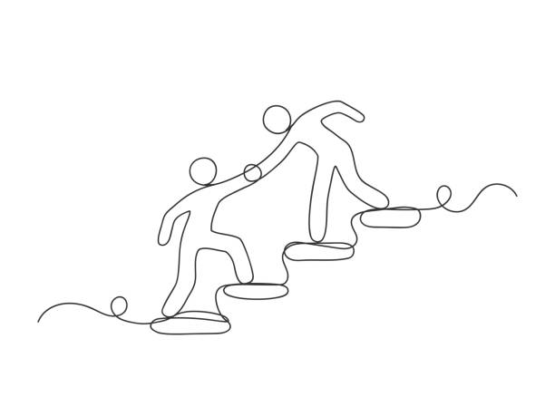 kuvapankkikuvitukset aiheesta ihmiset, jotka auttavat jotakuta nousemaan ylös ja siirtymään eteenpäin yhtäjaksoisesti yhdellä rivillä. - tuki