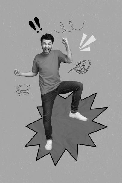 istock Creative abstract template graphics collage image of angry guy shouting swearing isolated drawing background 2200141111