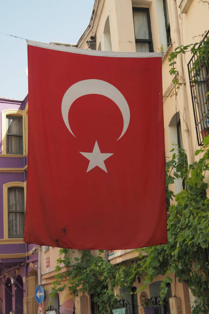 istock Turkish Flags at popular galata tower street 2200145562