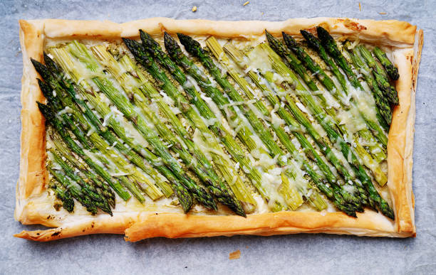 istock Puff pastry tart with asparagus and cheese 2200147922