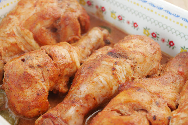 Poultry: Roast Chicken Leg Isolated on White Background