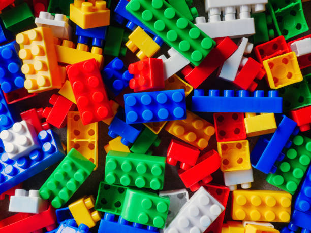 istock Building block toy with colorful blocks bricks toy, Top view 2200159627