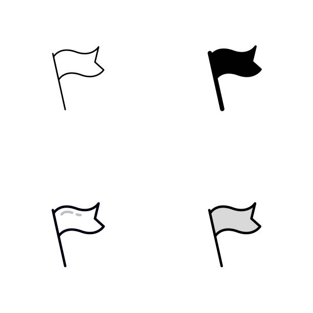 Flag Icon Design in Four Styles with Editable Stroke. Line, Solid, Flat Line, and Duotone Line. Suitable for Web Page, Mobile App, UI, UX, and GUI design.