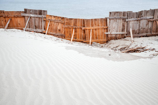 Town Neck Beach in Sandwich, Massachusetts gets buffeted by wind driven waves adding to the on going erosion problems of Cape Cod.