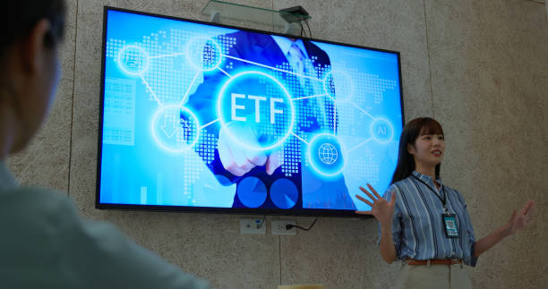 istock busineswoman presentation ETF AI 2200176406