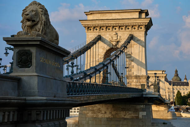 istock Chain Bridge in Budapest with lion statue 2200179393