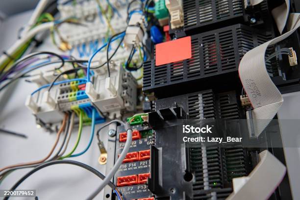 Controller Inside System Wiring And Circuit Board Inside Electrical Control Panel Stock Photo ...