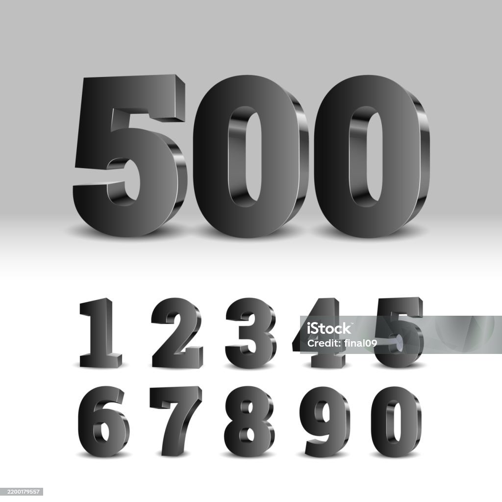 Solid Black Vector Numbers 3d Black Numbers Stock Illustration - Download Image Now - Abstract ...