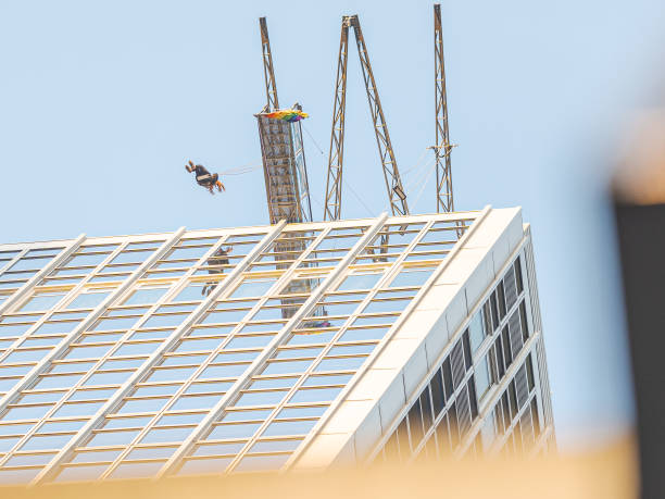 Alexanderplatz, Berlin, Germany - December 31, 2024. High Swing Berlin on top of the Park Inn Hotel is Europe's highest swing.