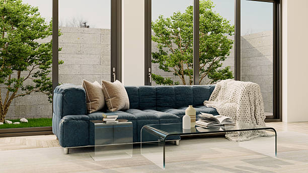 istock Large luxury modern bright interiors Living room mockup illustration 3D rendering image 2200190926