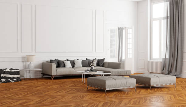 istock Elegant living room with white walls 2200193660
