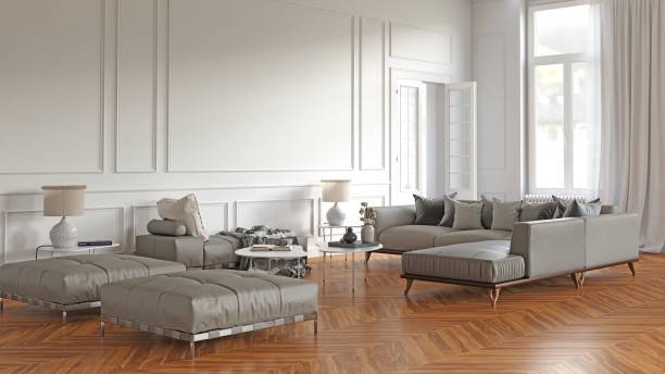 istock Elegant living room with white walls 2200193670