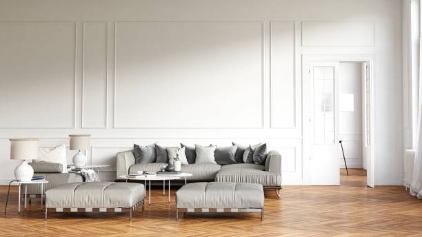 istock Elegant living room with white walls 2200193688