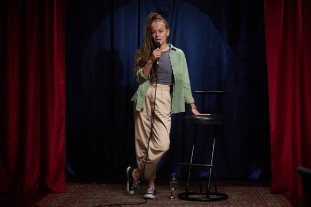 istock Portrait of Young Singer Performing on Stage 2200195956