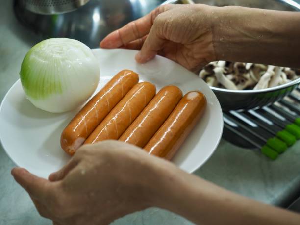 Fresh sausage and onions