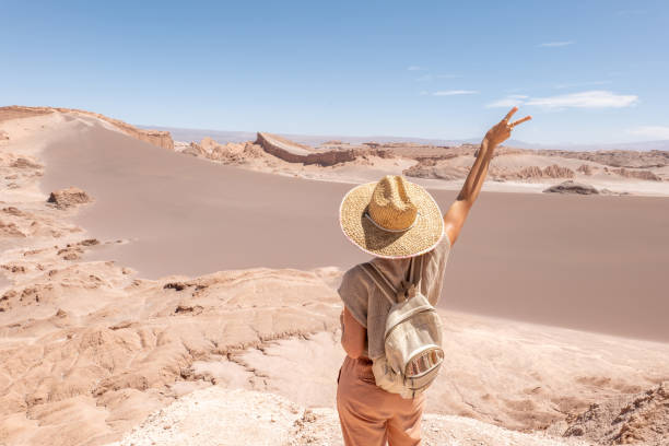 istock Woman with Backpack in Desert Overlook 2200198748