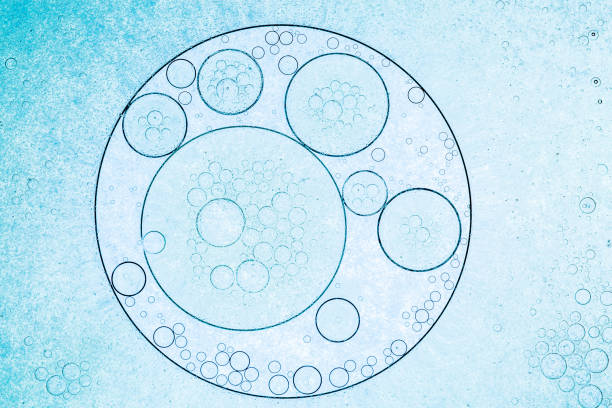 Macro blue bubble texture,abstract light blue background with oil circles . bubbles of water close up . oil bubbles in the water macro.