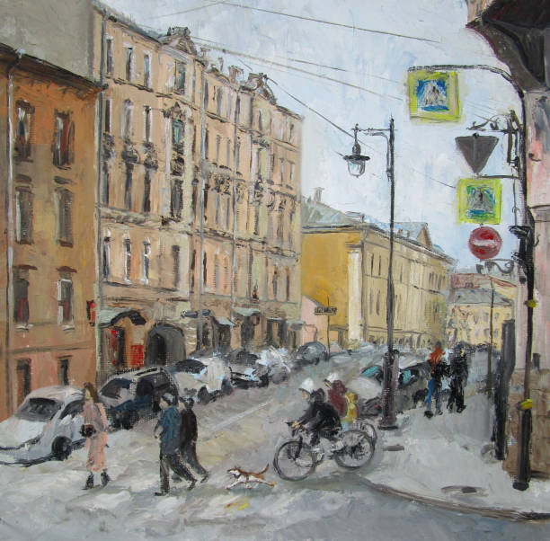 istock Grey day in Saint Petersburg, oil painting 2200203861