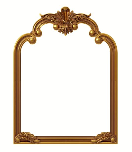 istock Texture of golden classic arched frame 2200203931