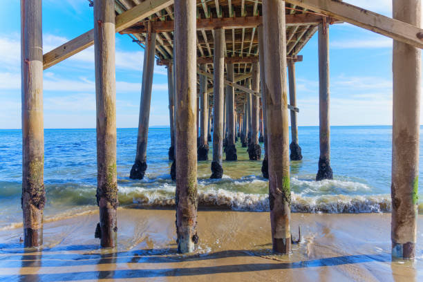 istock Underneath Pier at Malibu Beach with Ocean Waves 2200206981