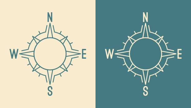 Compass rose direction navigation icon symbol design elements.