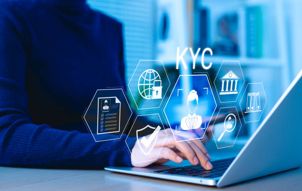 istock KYC Know Your Customer digital verification concept. Businesswoman using laptop with interface KYC (Know Your Customer) icons, symbolizing identity verification, banking compliance, and financial security. 2200209171