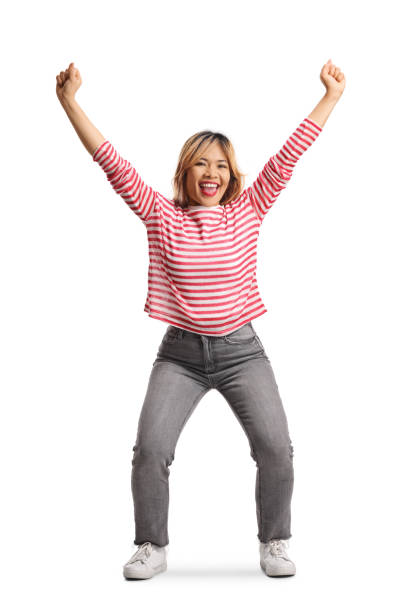 istock Excited young asian woman celebrating success 2200209193