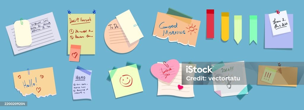 Annotation Notes Cartoon Cartoon Notes Sticker Set Stock Illustration - Download Image Now ...