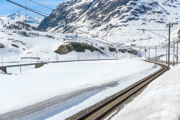 istock Empty single-track railway across a high mountain pass in Switzerland 2200213120