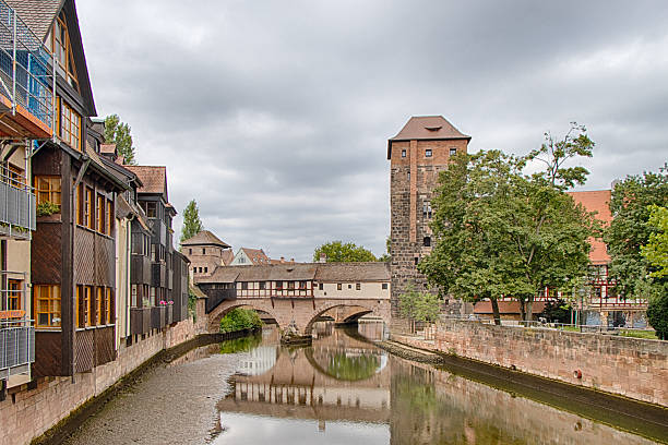 Nuremberg, Germany. Henkerbrucke (Executioner s Bridge) and Pegnitz River, seen from Karlsbrucke
