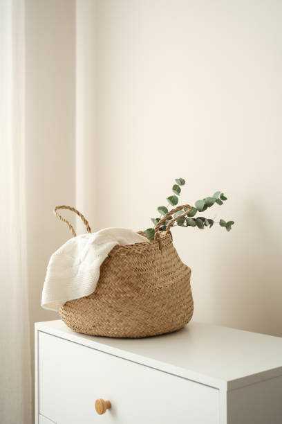 istock This elegant bag with eucalyptus and rug for your home decor. 2200217462