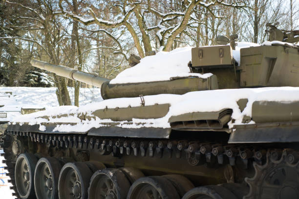 Tank in winter conditions, war museum.