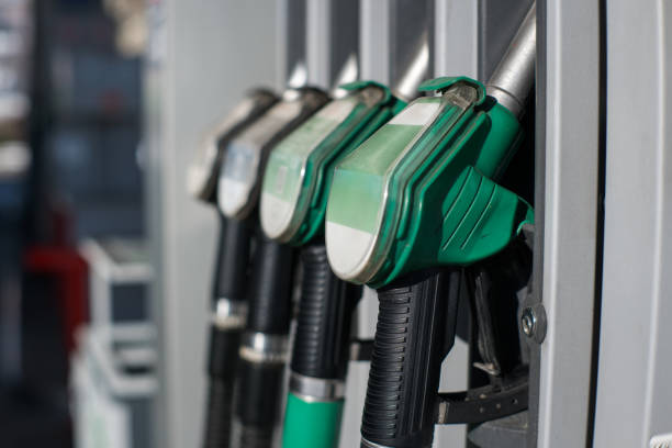 istock Fuel dispenser at a gas station, fillers. 2200233776