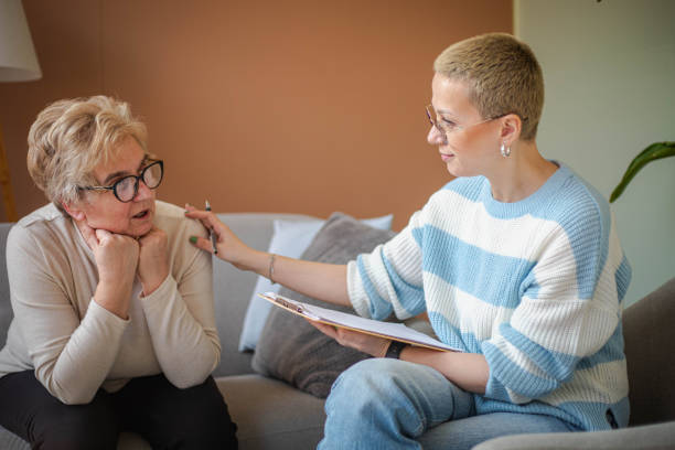 istock One-on-one psychotherapy, elderly woman with problems 2200235210