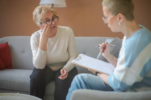 istock One-on-one psychotherapy, elderly woman with problems 2200235250