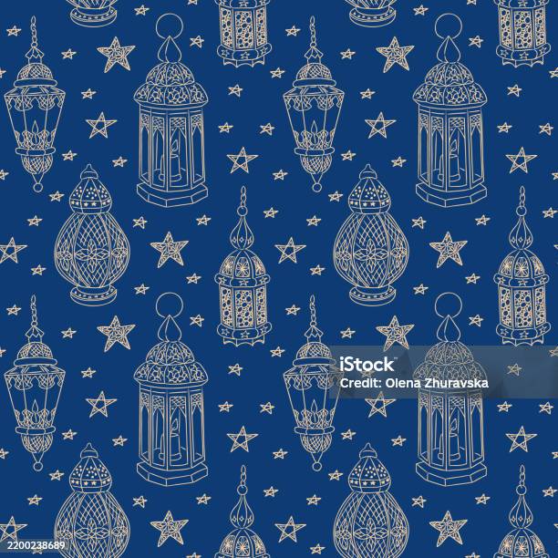 Ramadan Pattern Simple Seamless Ramadan Pattern With Hand Drawn Lanterns Stock Illustration ...