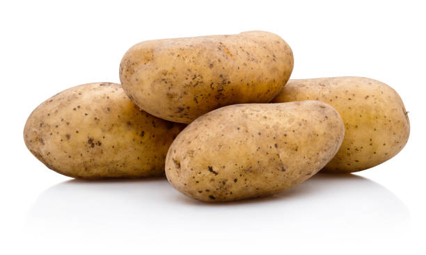 istock White dirty potatoes isolated on white background 2200242952