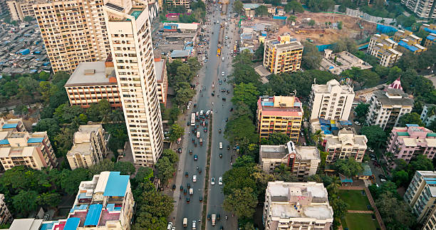 istock Urban Road in Goregaon East, Mumbai - Drone View 2200242997