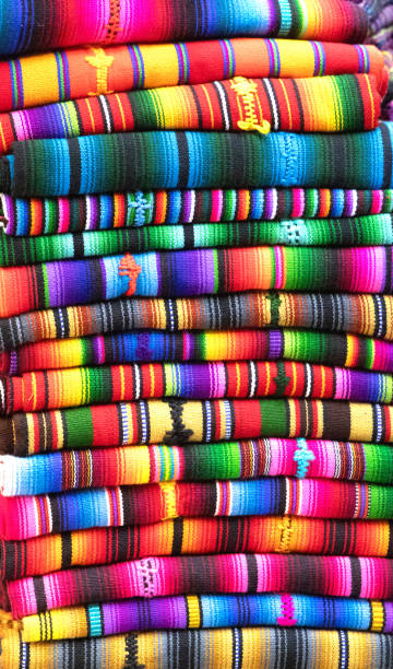 istock Hand woven material stacked in a colourful abstract, Panajachel, Guatemala. 2200248747